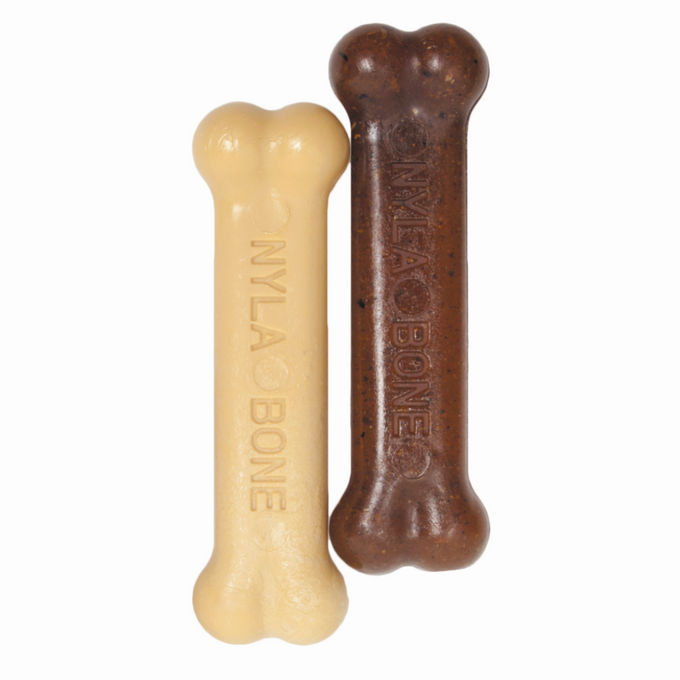 Nylabone Puppy Chew Bone Twin Pack for teething puppies, durable chew toys available at Keans Claremorris