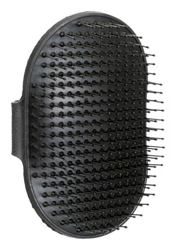 Brush with hand-loop for cats and dogs, 13cm rubber brush with stainless steel pins, ideal for wirehaired and short coats –