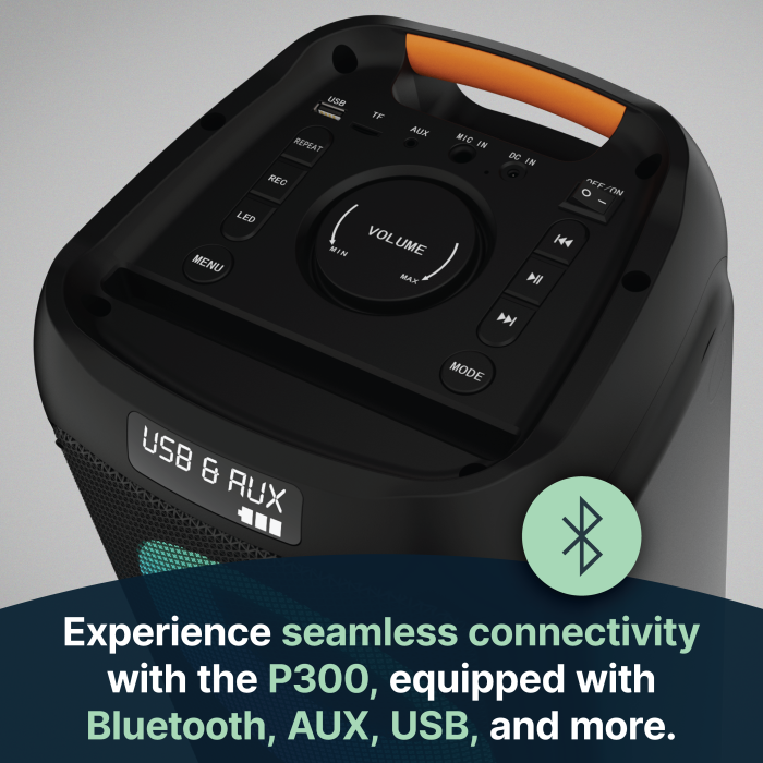 Majority P300 Party Speaker Black – Portable Bluetooth Speaker for Events | Keans Claremorris
