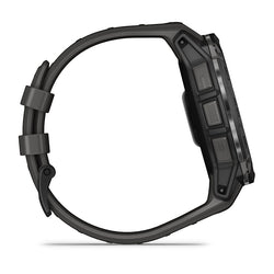 Garmin Instinct 3 50mm AMOLED smartwatch in black with charcoal band, available at Keans Claremorris.