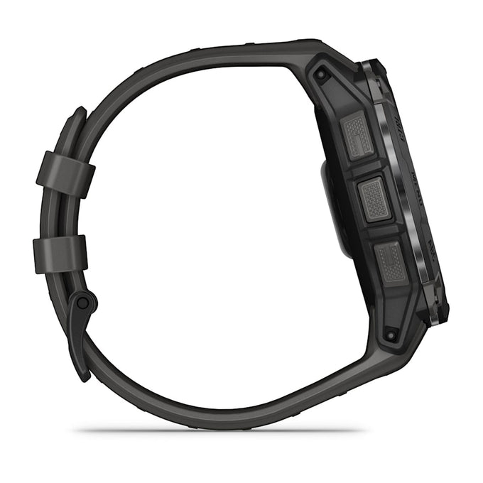Garmin Instinct 3 50mm AMOLED smartwatch in black with charcoal band, available at Keans Claremorris.