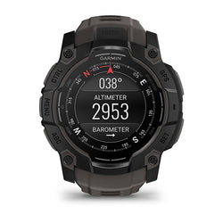 Garmin Instinct 3 50mm AMOLED smartwatch in black with charcoal band, rugged design – available at Keans Claremorris