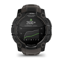 Garmin Instinct 3 50mm AMOLED smartwatch in black with charcoal band, rugged design – available at Keans Claremorris