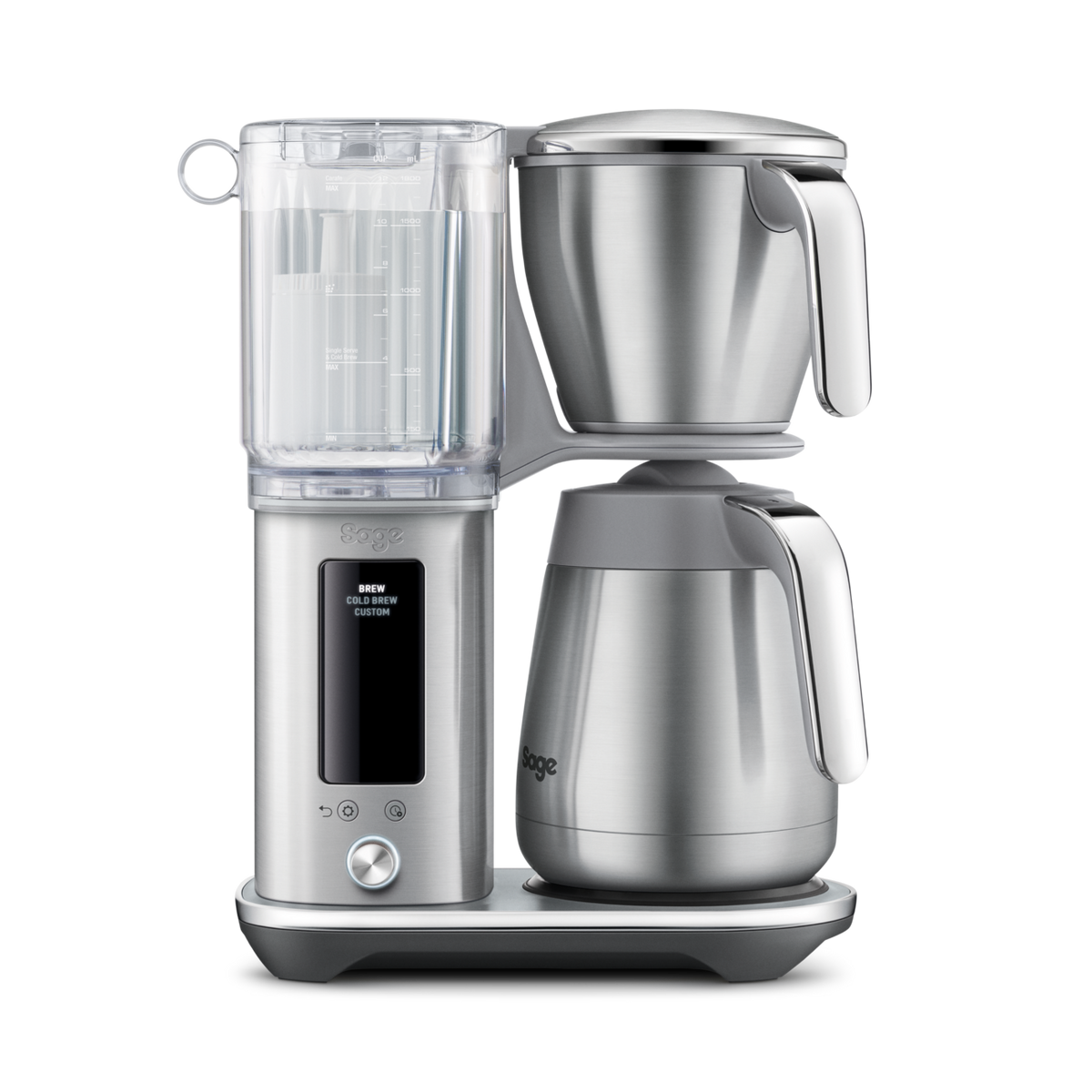 Sage Precision Brewer Thermal in brushed steel with digital display, water tank, and dual-wall thermal carafe.