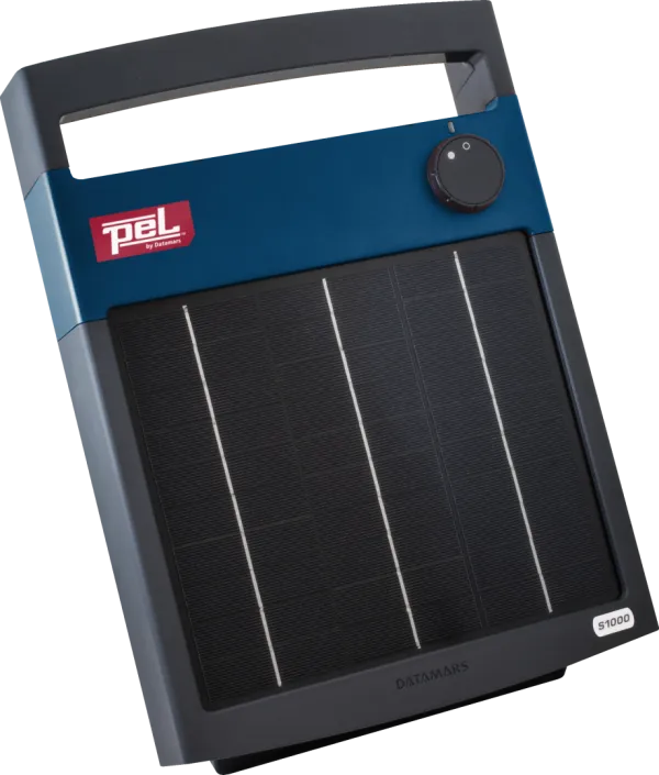PEL S1000 Integrated Solar Fence Energiser, portable, powers up to 10km, solar battery combo, durable, Keans Claremorris.