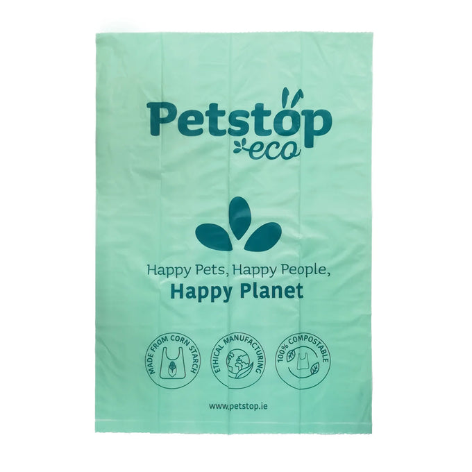Petstop Eco Compostable Poop Bags 60 Pack – Eco-friendly dog waste bags available at Keans Claremorris