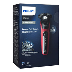 Phillips Shaver 5000 Series Fire Red & Grey cordless rotary shaver with 60-min run time, fast delivery from Keans