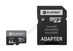 Platinet 64Gb Uhs-3 4K Micro SD Card & Adap| 439992