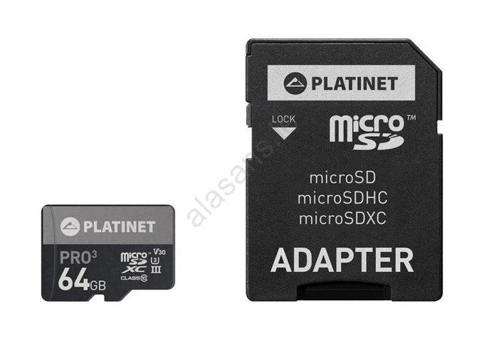 Platinet 64Gb Uhs-3 4K Micro SD Card & Adap| 439992 - Image 2