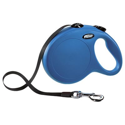Flexi Classic 5m blue tape leash for dogs up to 50kg, chromed hook, short-stroke brake, customizable LED – Keans Claremorris