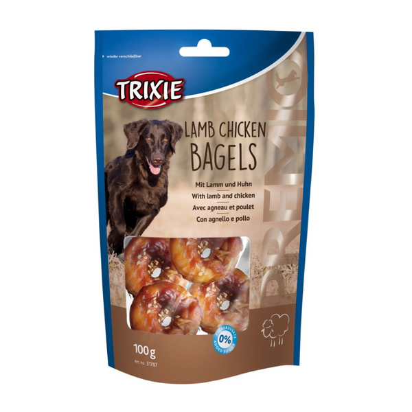 Premio Lamb Chicken Bagels 100g, 56% meat, high protein, no added sugar, resealable bag – Keans Claremorris.