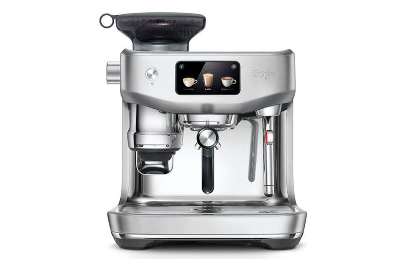 Sage Oracle Jet Coffee Machine in stainless steel with touchscreen, dual boiler, grinder, milk frother – available at Kean’s