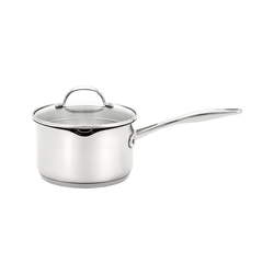 Stellar Profile 16cm stainless steel draining saucepan, 1.6L, dual glass lids, oven-safe, induction compatible – Keans