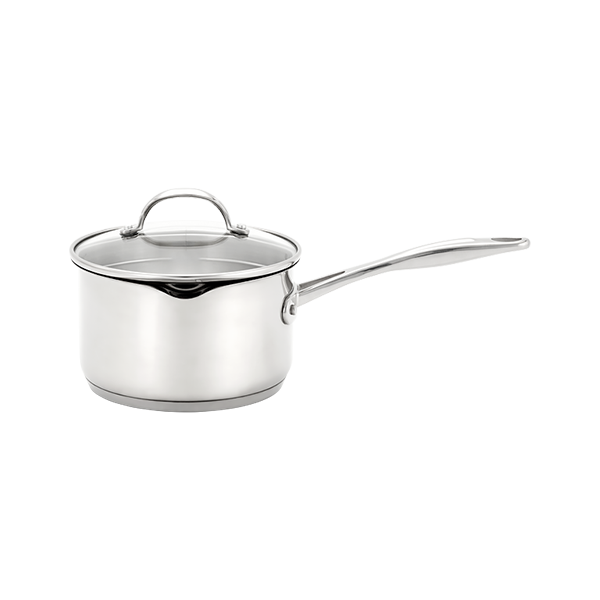 Stellar Profile 16cm stainless steel draining saucepan, 1.6L, dual glass lids, oven-safe, induction compatible – Keans