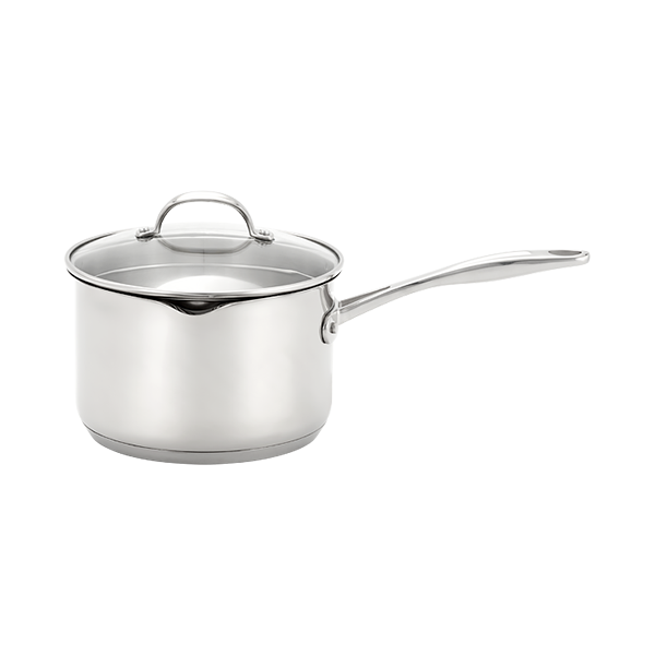Stellar Profile 18cm stainless steel draining saucepan 2.3L with glass lid, oven-safe, induction compatible – Keans