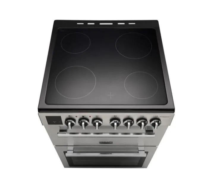 Rangemaster PROPL60ECSS/C stainless steel 60cm ceramic cooker with four cooking zones and control knobs