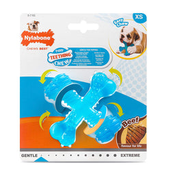 Nylabone Puppy Teething Chew X Bone XS with beef flavor, textured ends, easy-grip for puppies up to 7kg – Keans Claremorris