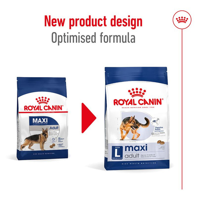 Royal Canin Maxi Adult Dog Food 15kg bag for large breed dogs available at Keans Claremorris