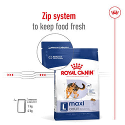 Royal Canin Maxi Adult Dog Food 15kg bag for large breeds, available at Keans Claremorris