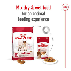 Royal Canin Medium Adult Dog Food 15kg bag available at Keans Claremorris