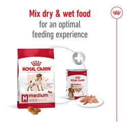 Royal Canin Medium Adult Dog Food 15kg bag available at Keans Claremorris for balanced nutrition and healthy digestion.