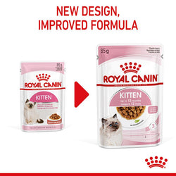 Royal Canin Kitten Pouch 85g in Gravy – Nutritious wet food for kittens, available at Keans Claremorris.
