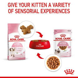 Royal Canin Kitten Pouch 85g in Gravy – Nutritious wet food for kittens, available at Keans Claremorris.