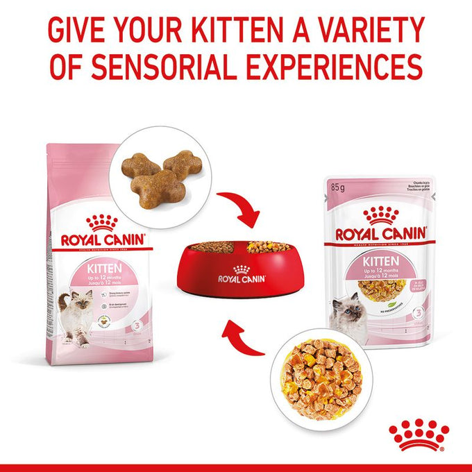 Royal Canin Kitten Jelly Pouch 85g – Nutritious wet food for kittens, available at Keans Claremorris.