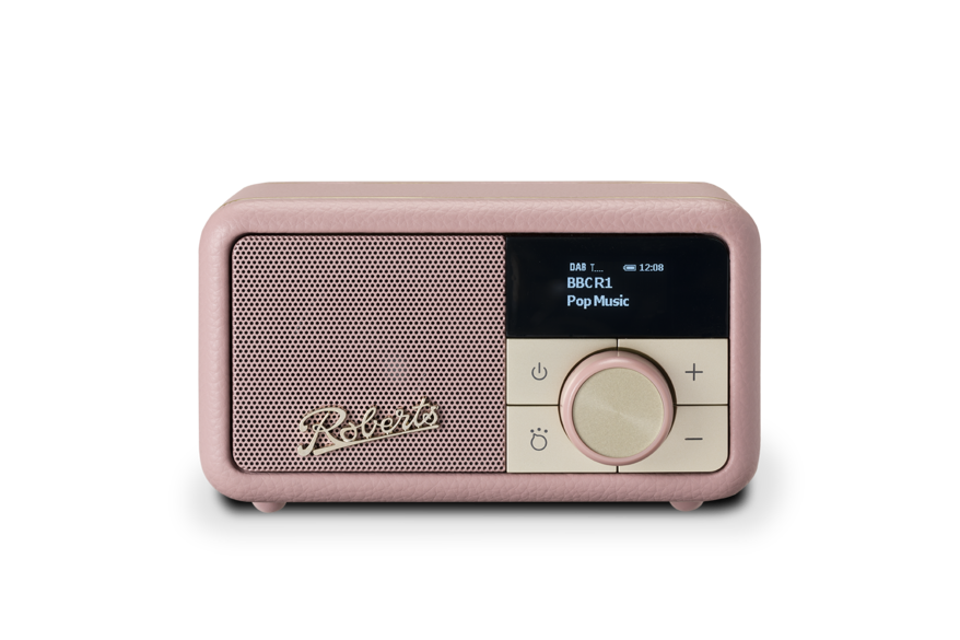Roberts Revival Petite Dusty Pink Radio with DAB/DAB+/FM, Bluetooth, alarm, USB-C, 20hr playback – Keans Claremorris