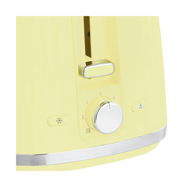 Russell Hobbs Eden 2 Slice Lemon Toaster, compact design, adjustable browning, available at Keans Claremorris