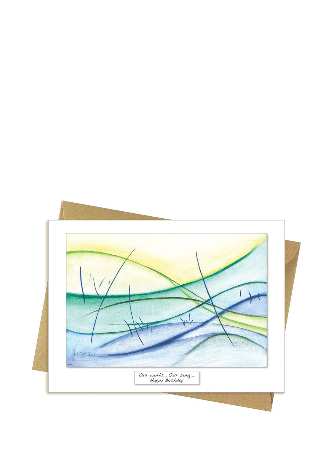 Our World Happy Birthday Card by Rita Oates, eco-friendly design on FSC paper, 180x130mm, available at Keans Claremorris.