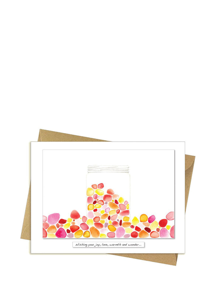 Jar of Joy Greetings Card by Rita Oates, eco-friendly, FSC approved, 180x130mm, elegant artwork – Keans Claremorris