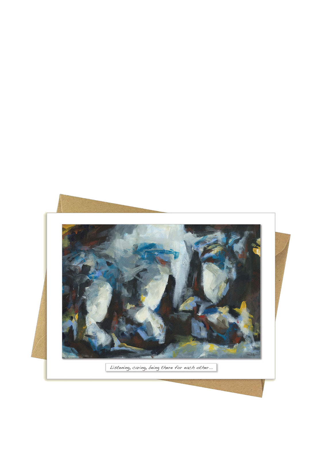 Listening Greetings Card by Rita Oates with eco-friendly packaging, elegant artwork, 180x130mm – Keans Claremorris.