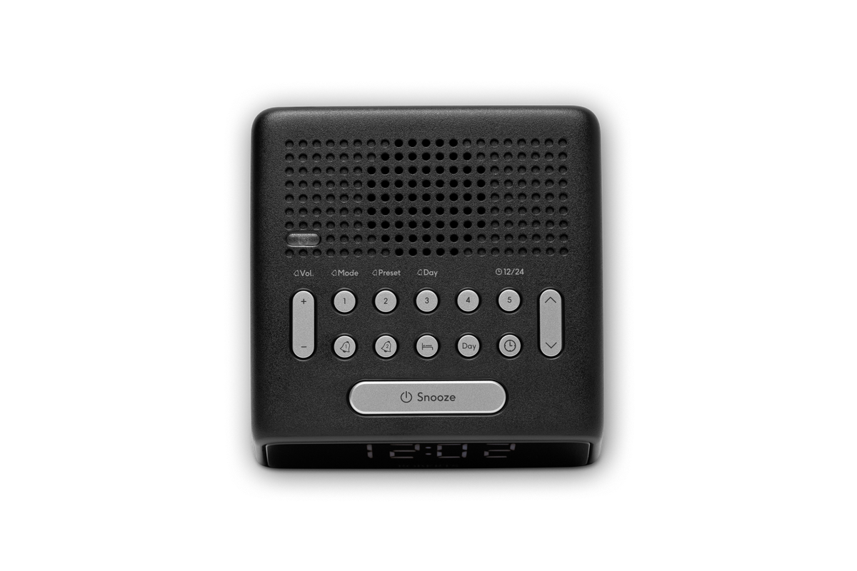 Roberts FM Alarm Clock Radio in Black, compact design with clear display | Available at Keans Claremorris