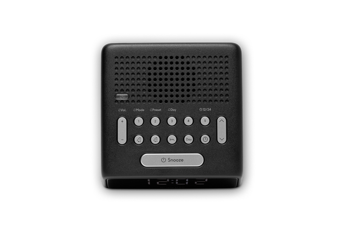 Roberts FM Alarm Clock Radio in Black, compact design with clear display | Available at Keans Claremorris