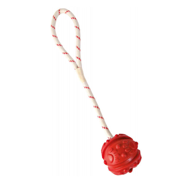 Aqua Dog Toy Ball on Rope 7cm, floatable natural rubber, 35cm rope, ideal water play – Keans Claremorris