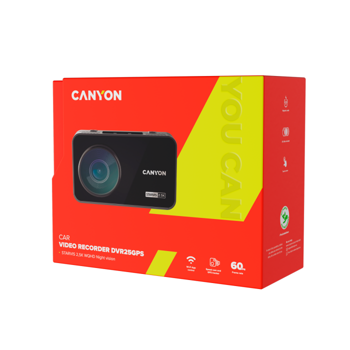 Canyon 148CNDDVR25GPS WQHD Black Dash Cam with GPS, high-resolution recording – available at Keans Claremorris