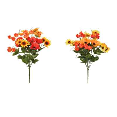 48cm Autumn Poppy Daisy Lantern Bouquet with 12 stems – vibrant seasonal flowers from Keans Claremorris