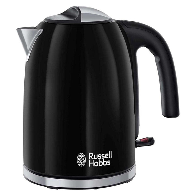 Russell Hobbs Colours Plus 1.7L black jug kettle with rapid boil, 360° base, removable filter - available at Keans