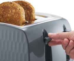 Russell Hobbs Honeycomb 4 Slice Grey Toaster 26073 with sleek design, perfect for Keans Claremorris kitchen appliances.