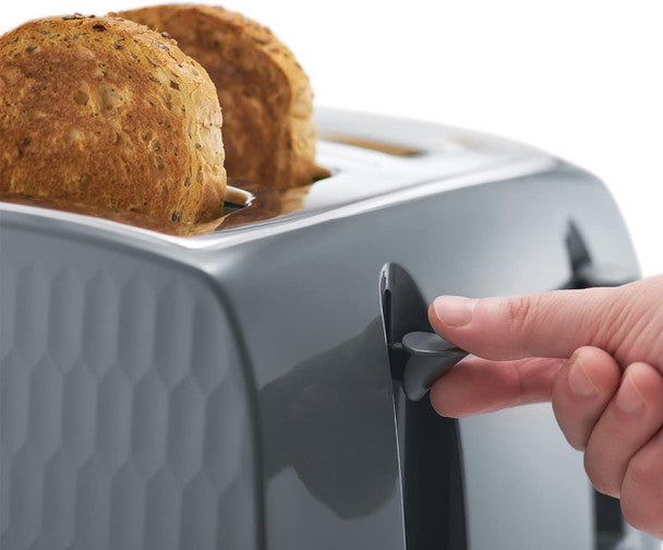 Russell Hobbs Honeycomb 4 Slice Grey Toaster 26073 with sleek design, perfect for Keans Claremorris kitchen appliances.