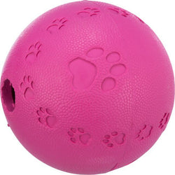 Pink dog treat ball with integrated labyrinth, natural rubber, 11cm, keeps dogs entertained – Keans Claremorris.