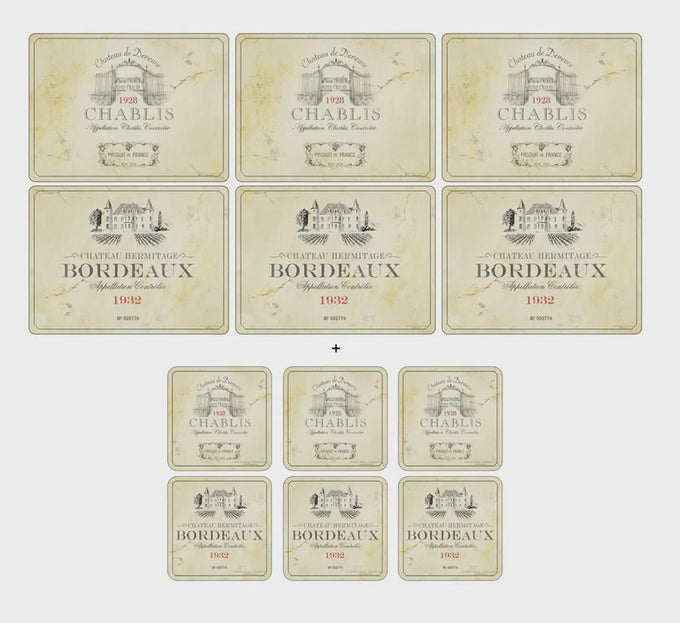 Vin de France Bundle Set Placemats & Coasters Set of 6 - Image 2