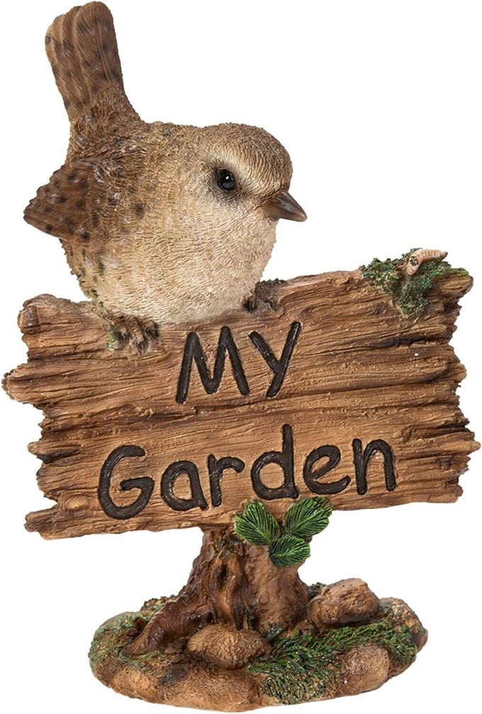 My Garden Sign Wren F - realistic resin garden decoration, frost resistant, hand finished, durable outdoor décor by Keans