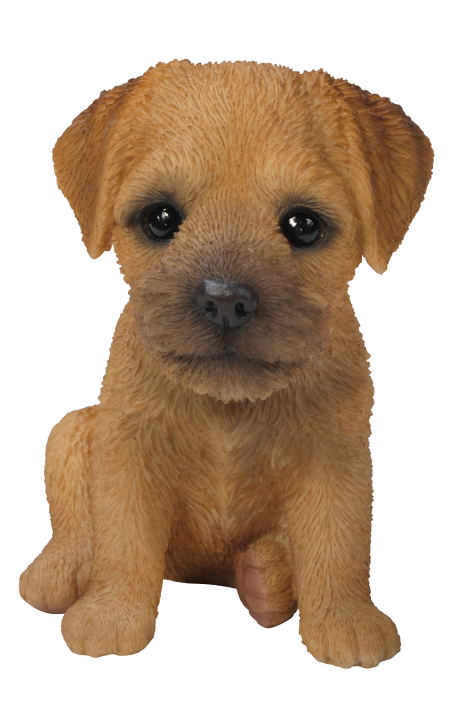 PP Border Terrier Pup resin garden decoration, frost resistant, hand finished, realistic eyes - Keans Claremorris
