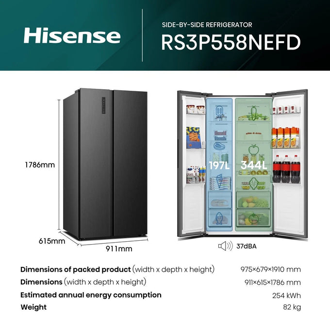 Hisense 91.1cm x 178.6cm Freestanding Door Black Stainless Steel - Image 8