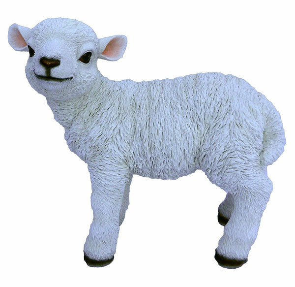 Hand-painted RL Standing Lamb B resin ornament, UV stable, frost resistant, indoor/outdoor garden decor – Keans Claremorris