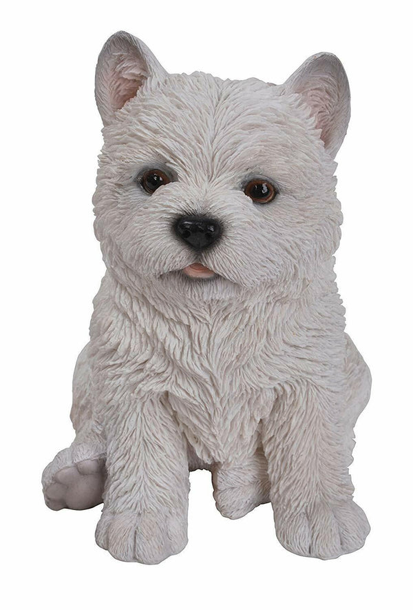 West Highland Terrier puppy garden statue, durable frost-resistant resin, life-like eyes, Vivid Arts by Keans Claremorris