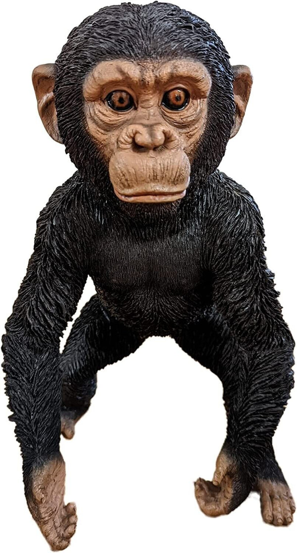 Realistic standing baby chimpanzee garden statue, durable frost-resistant resin, hand-finished, 31.5 cm tall - Keans