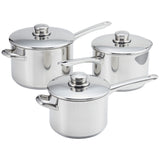 Stellar 8000 3 Piece Stainless Steel Saucepan Set with lids, even heat base, induction compatible – Keans Claremorris